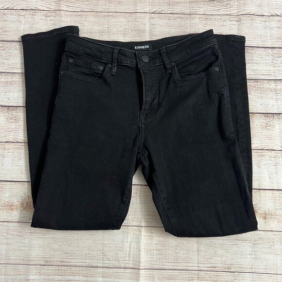 Express Men's Black Skinny Jeans Size 28x32 Stretch Denim EXP-NYC Pre-owned - Picture 1 of 12
